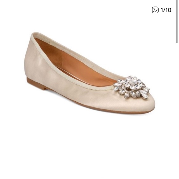 Badgley Mischka Shoes - Badgley Mischka Blush Flats with Crystal Embellishment